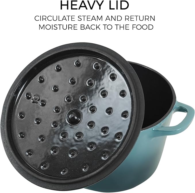 Dutch Oven Pot with Lid 2.8 qt Cast Iron Dutch Oven for Bread Baking Slateblue Enameled Cast Iron Rice Pot with Handels