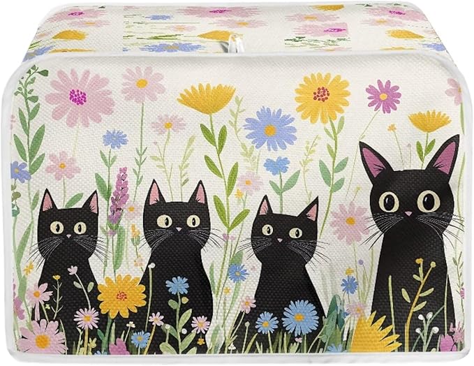 Doojoayie Black Cat Toaster Cover Small Appliance Cover 4 Slice Dustproof Toaster Machine Protection for Most Standard Toasters