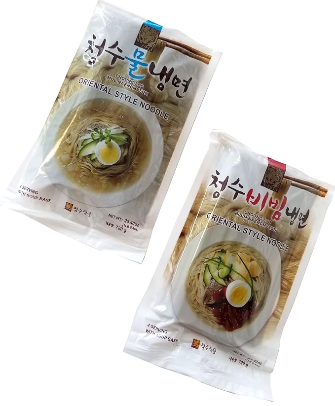 Choung Soo Naeng Myeon/Kalguksu, Oriental Style Korean Cold & Hot Noodle (청수 냉면 & 칼국수) (1 Mulnaeng + 1 Binaeng, 1 Pack)