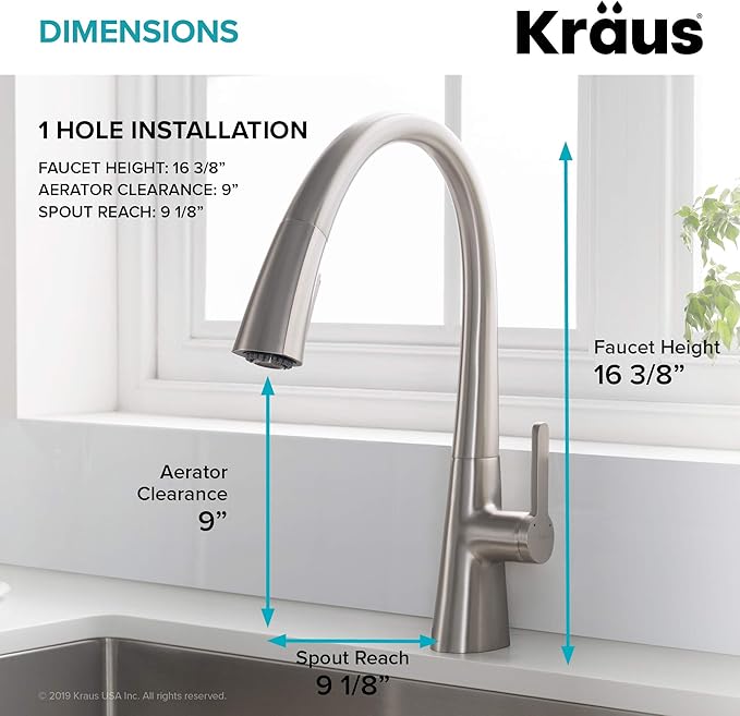 Kraus KPF-1673CHWH Nolen Dual Function Pull, Faucets for Kitchen Sinks, Single-Handle, 16 3/8 Inch, Matte White/Chrome