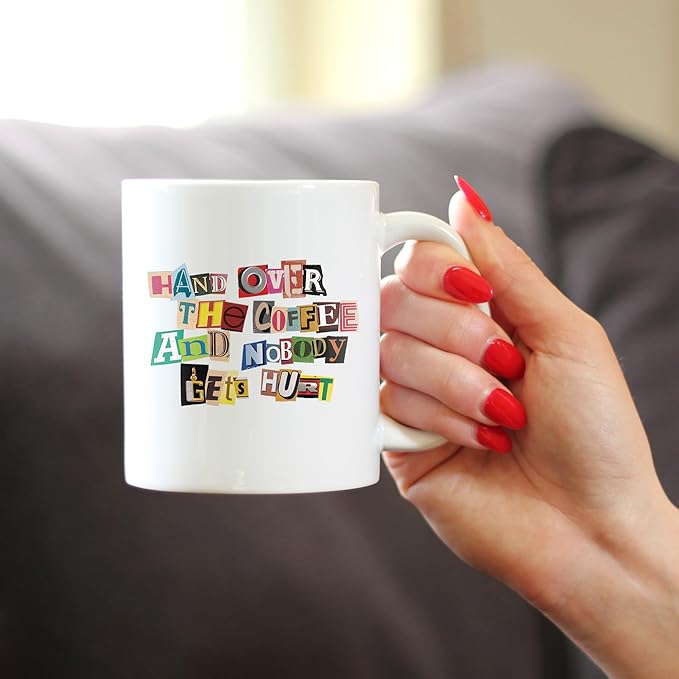 Bevvee Coffee Ransom Note Coffee Mug - Funny Sarcastic Coffee Mug Gifts for Coffee Lovers - 11oz White Ceramic