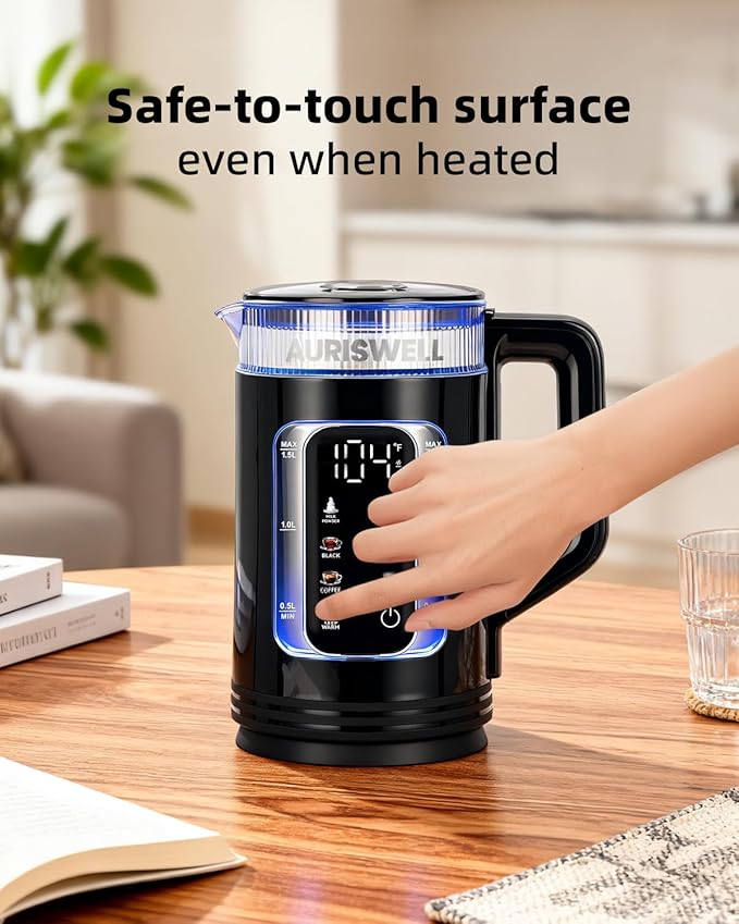 Electric Tea Kettle with Temperature Control, Glass smart Water Boiler for Tea, Coffee & Boil, Automatic Shut Off, 12h Keep Warm & One-Touch 6 Presets