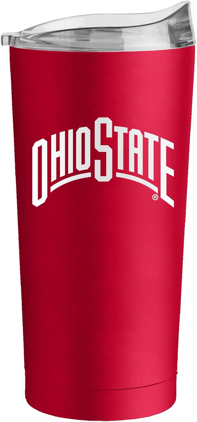 Logo Brands NCAA 20 oz Powder Coat Stainless Tumbler -Double-Wall Insulated Everday Tumbler for Hot or Cold Drinks, High Lip Lid, Team Color
