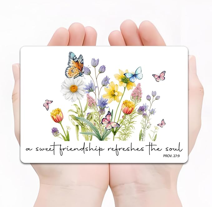 Floral Friendship Fridge Magnet - A Sweet Friendship Refreshes The Soul Bible Verse on Porcelain White Acrylic, 3.5x5 Inch Decorative Gift for Her, Home & Kitchen