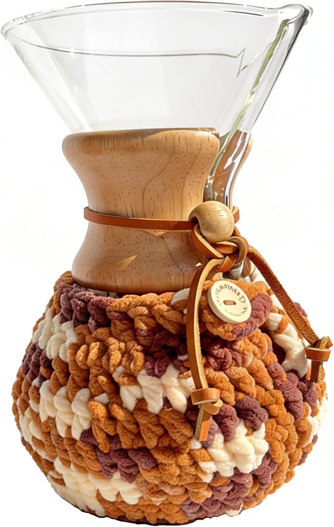Handmade Crochet Coffeemaker Cozy For Chemex 6 Cup Accessories Coffee Warmer Protection Cozy Winter Decor For Coffee Corner(Cozy only)