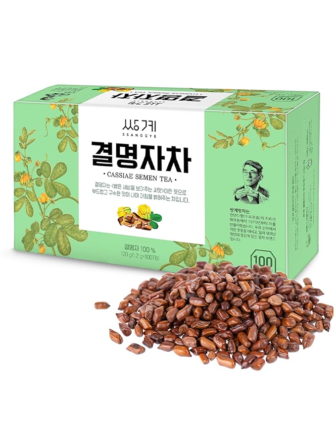 Ssanggye Tea Cassia Seed Tea Bulk Size (1.2g X 100TB), Premium Original Korean Herbal Tea Hot&Cold Water Hygienic Single Teabag Kyulmyungja Cha 결명자차 Nutty Savory Herb Soothing 4 Seasons
