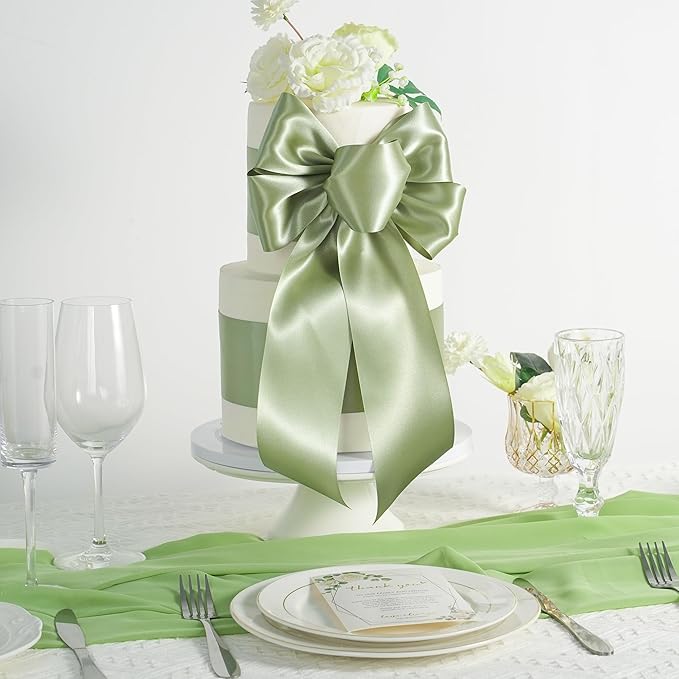 MEEDEE Green Satin Ribbon Lux Double Faced Satin Ribbon 3 Inch Green Christmas Ribbons by 10 Yards Olive Green Ribbons for Christmas Tree, Flower Bouquet, Weddings, Bow Making, Holiday Decorating