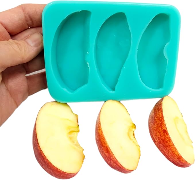 Generic Apple Slices Silicone Mold - Turquoise Blue, Pewter, BPA Free, Phthalate Free, Latex Free - Realistic Flexible Mold for Soap, Resin, Candle, Clay - FOOD PREPARATION MOLD - NC054