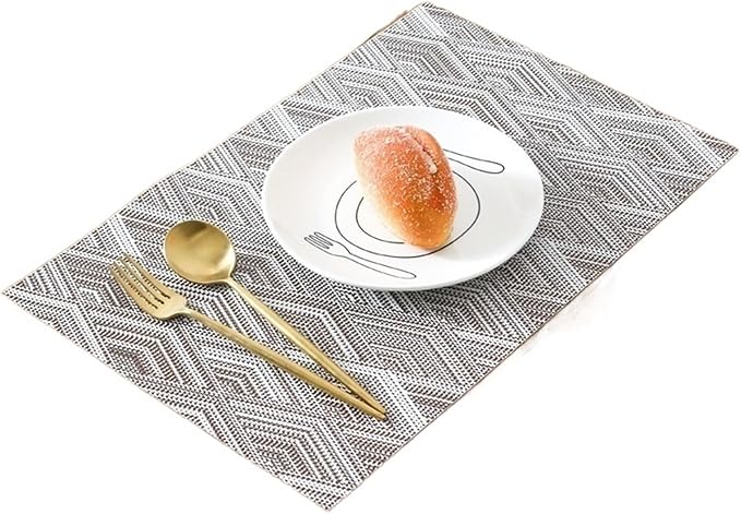 Heat- Placemats Set of 4 Stain Washable PVC Table Mats Kitchen Table mats for Dining Kitchen Table(Rhomb Coffee,4pcs 45x30cm)