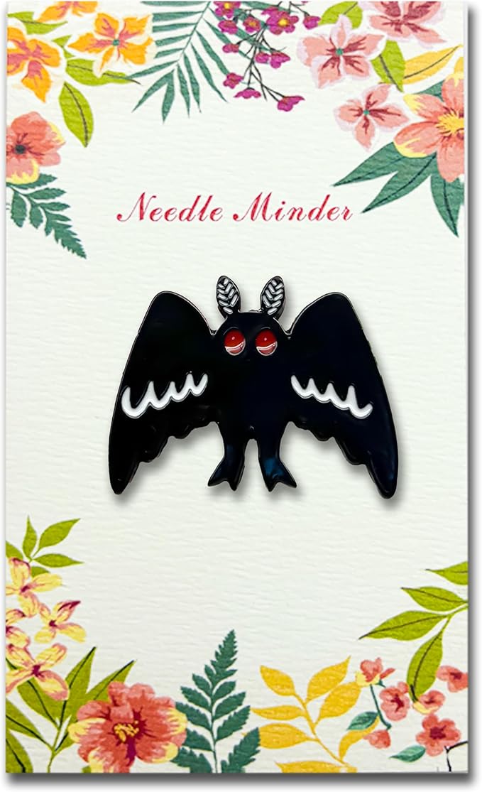 Needle Minder for Keeping Sewing & Embroidery Needles – Magnetic Needlepoint Holder, Cross Stitch Supplies – Secure & Decorative Needle Minders for Stitching & Crafting (Mothman)