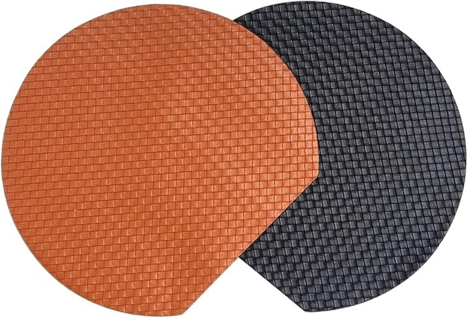 Double-Sided Color PU Faux Leather Placemats for Dining Table Set of 1/4/6 Waterproof Place Mats for Party BBQ Holiday(Grid Brown Black,38x34cm 4pcs)