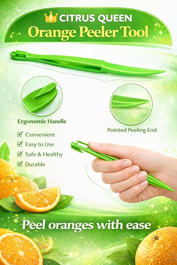 Citrus Queen Orange Peeler Tool Set - 10 Pack Kitchen Gadgets for Easy Fruit Peeling, Professional Grade Zesters for Home Restaurant Use