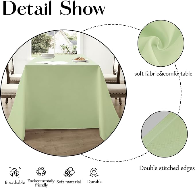 Rectangle Tablecloths 60x120 Inch 6 Pack Sage Green Tablecloth for 6ft Washable Decorative Linen Polyester Table Cloths for 8ft Dining Table Banquets Buffet Parties and Wedding