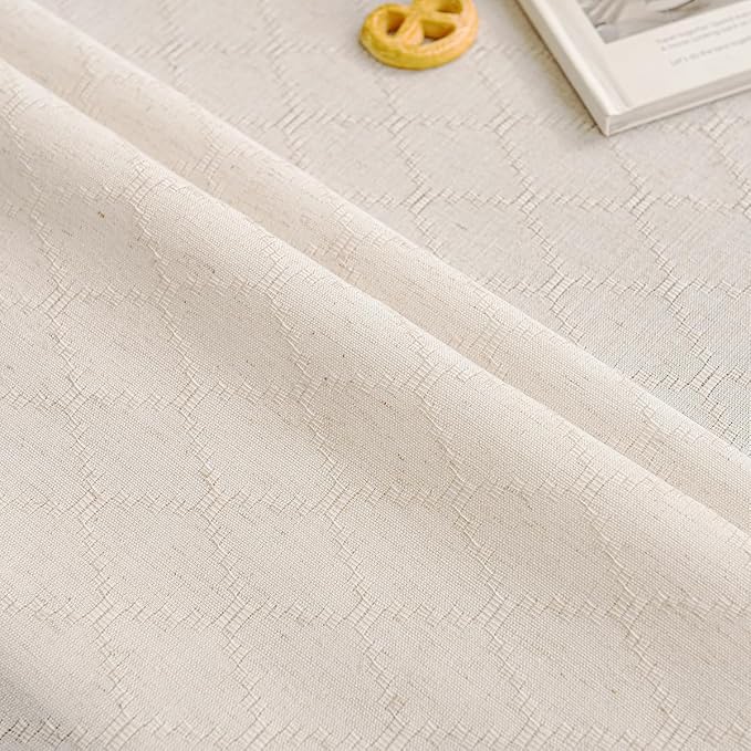 Fringed Polyester-Linen Tablecloth, Rectangular Dining Table Diamond Jacquard Checkered Tablecloth, Various Bohemian Rustic Pastoral-Style tablecloths 55x102 inches