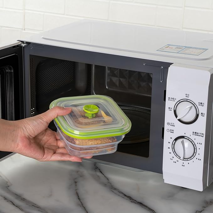 Restaurantware-Fresh Hero 16 Ounce Storage Containers, 20 Durable Airtight Food Containers - Microwavable, Freezable, Green Silicone Collapsible Container, Dishwashable, With Vented Lids