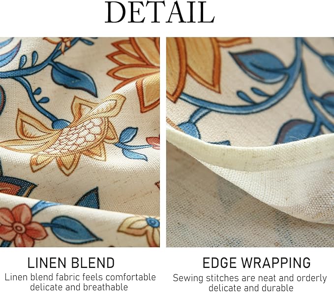 ISAENNE Designer Bohemian Floral Tablecloth Rectangular,Linen Colorful Table Cloth,Wrinkle Resistant Decor Tablecloths for Dining Thanksgiving Kitchen Party Christmas,55"*87"-Estevan B