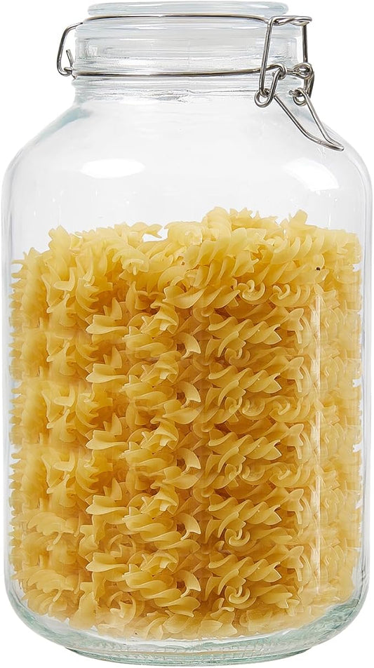 1 Pack 1 Gallon Glass Jars with Airtight Lids – Food Storage Containers with Preserving Seal Wire Clip Fatening, Glass Canisters for Kitchen Canning Flour, Cereal, Sugar, Beans (1 Gallon*1)