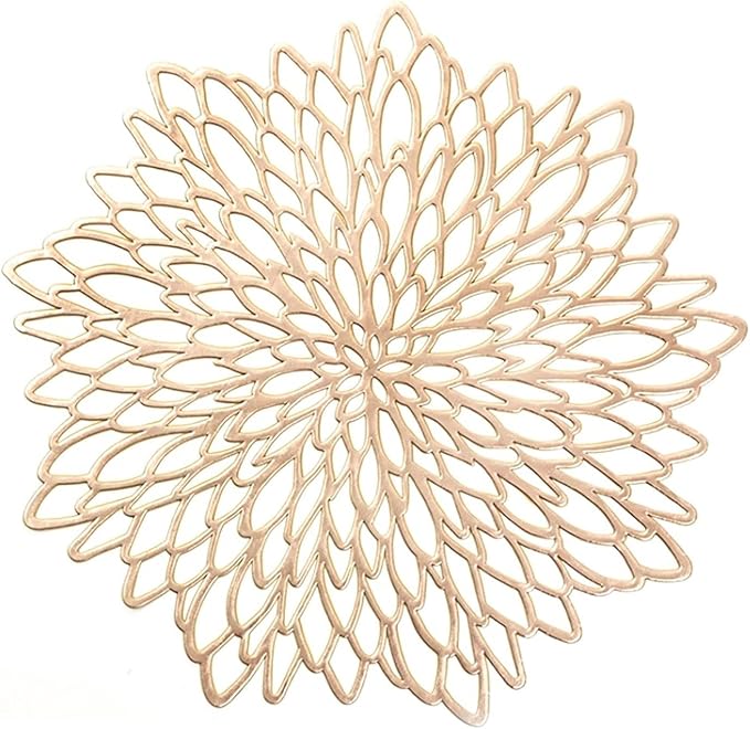 4/8PCS PVC Dandelion Hollow Nordic Style Non-Slip Kitchen Placemat Coaster Insulation Pad Dish Coffee Table Mat Home Hotel Decor(Flower Placemat,4 PCS)