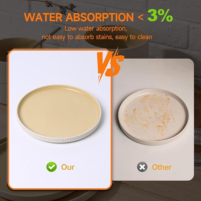 MONITO Ceramic Dinnerware Sets for 4, 12PCS Stoneware Plates and Bowls Sets, Reactive Glaze Dish Set, Chip and Scratch Resistant Double, Microwave and Dishwasher Safe, White Orange