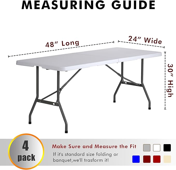 Nasitos 4 Pack Black Fitted Tablecloth for 4 Foot Tables-Open Back Rectangle Table Clothes Washable Tablecloth for Trade Show, Craft Show, Grad Party, Vendor Booth