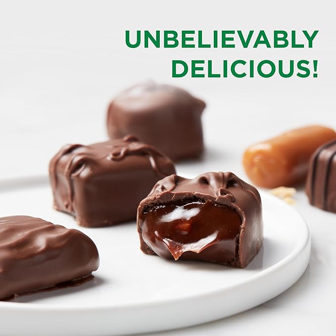 RUSSELL STOVER Sugar Free Assorted Caramels in Chocolate Candy, 15.3 oz. bag - Milk and Dark Sugar Free Chocolate (Pack of 2)
