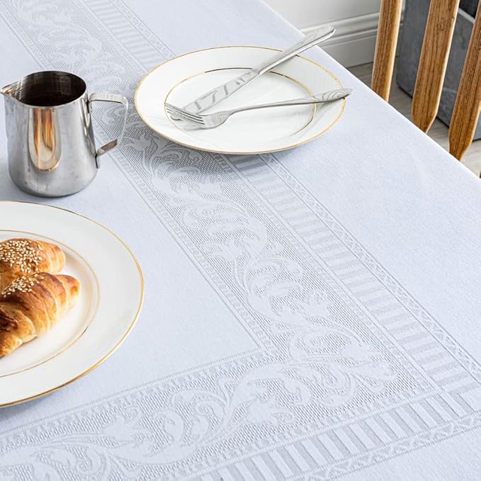 MANGATA CASA Rectangle Tablecloth Faux Cotton Waterproof and Wrinkle Resistant Washable Jacquard Polyester Table Cloth for Kitchen Dining/Party/Indoor and Outdoor Use(Gray,60x84 inch)