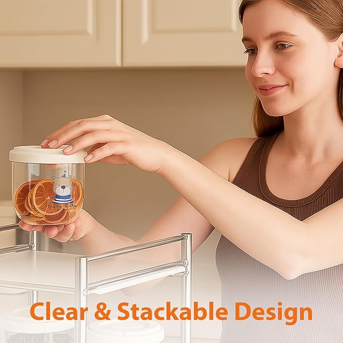 3 Pack Small Airtight Food Storage Containers with Lids, Clear Stackable BPA-Free Plastic Jars for Coffee, Sugar, Snacks & Countertop Organization