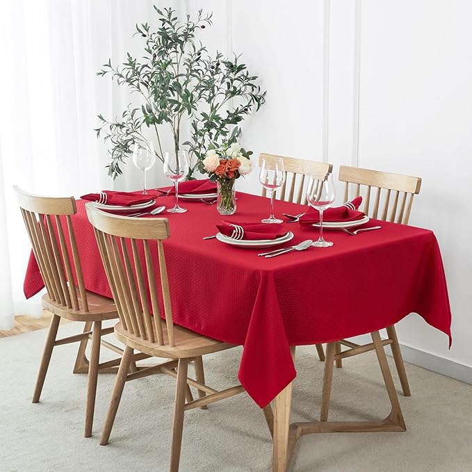 maxmill Jacquard Cloth Napkins 20 x 20 Inch Weaved Texture Pattern Soft Comfortable and Luxury Serviette for Christmas Family Dinners Parties and Banquets Set of 4 Pieces, Red
