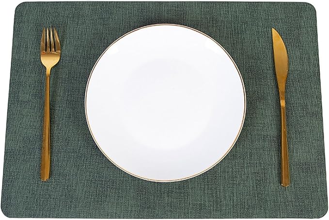 Anti Crease PU Leather Placemat Waterproof Heat- Wipeable Dining Table Mats for Home Kitchen(Rectangle E)