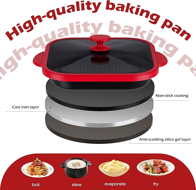 Microwave Grill Pan with Cover - Bacon Cooker, Crisper & Grilled Cheese Maker, Microwave Cookware,Dishwasher Safe for Easy Clean,Stocking Stuffer