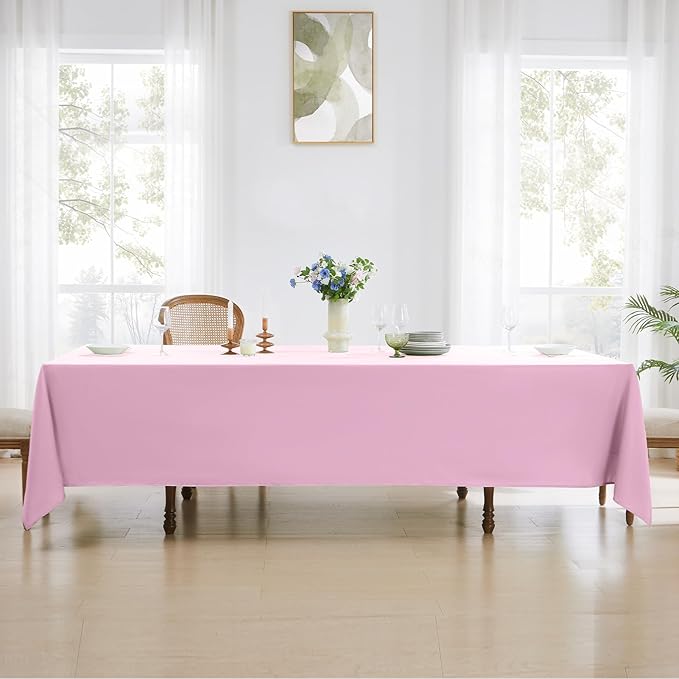 Rectangle Tablecloths 60x120 Inch 6 Pack Pink Tablecloth for 6ft Washable Decorative Linen Polyester Table Cloths for 8ft Dining Table Banquets Buffet Parties and Wedding