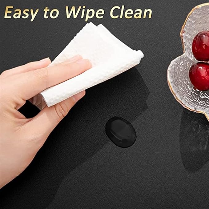Set of 1/4 Faux Leather PU Placemats Black Oval Round Dinning Table Mats Wipeable Plate Round Mats Nordic Style(DS Coffee White,44x30cm 4pcs)