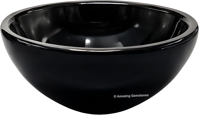 Black Obsidian Crystal Bowl - 2 Inch Decorative Bowls for Room and Home Decor - Gemstone Healing Crystals for Elegant Display, Positive Energy Balance and Gift