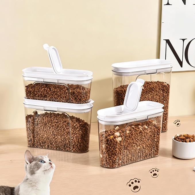 Cereal Container and Rice Storage Dispenser-Airtight Food Storage Organizers BPA-free Plastic Kitchen Pantry Storage Containers food-grade PET material Suitable for rice, grains (4L(2PC))