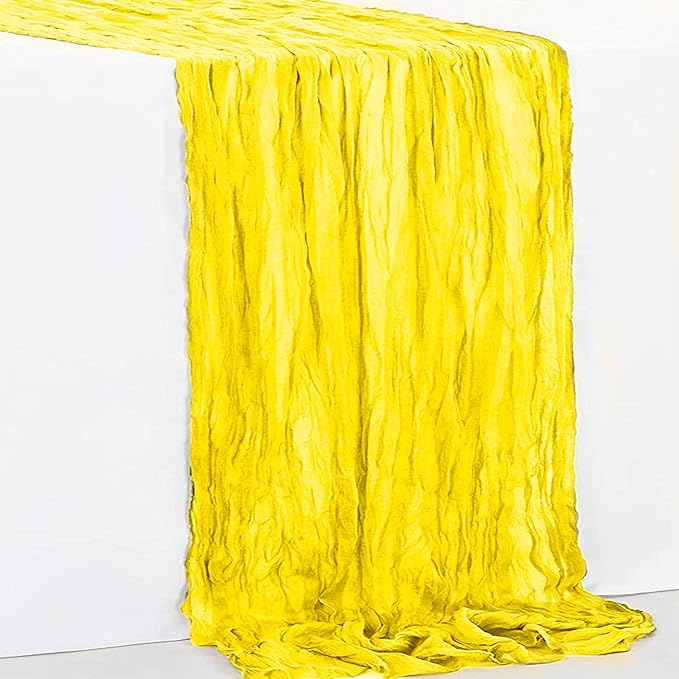10 Pack Yellow Cheesecloth Table Runner 35x120 Inch 10Ft Rustic Gauze Cheese Cloth Table Runner Sheer Cheesecloth Table Runners for Wedding Party Bridal Shower Decoration