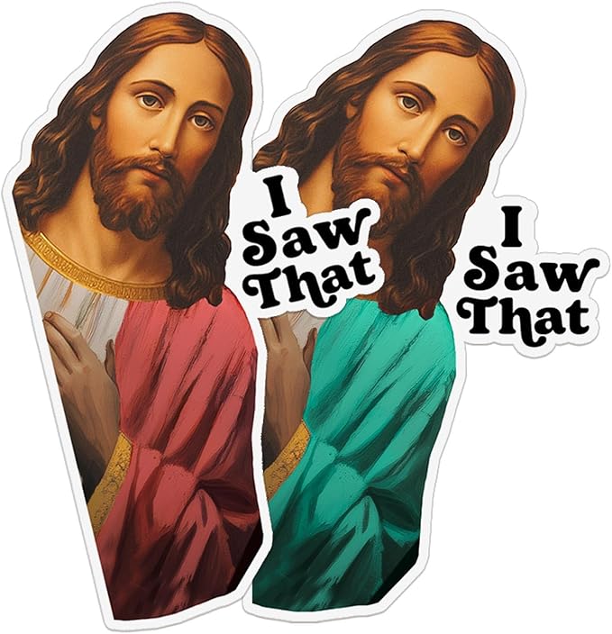 2 x Jesus I Saw That Magnet, Fridge Magnet, Funny Magnet Gift, Jesus Refrigerator Magnet, Funny Magnet, Religious Gift, 3.5x2.1”- Pack of 2