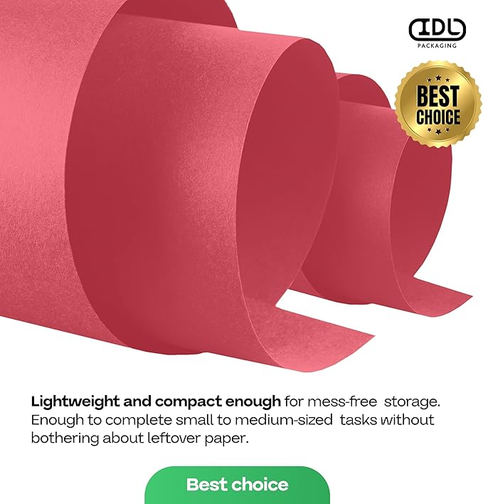 Christmas Red Kraft Paper Roll 12" x 1200" (100 feet) with Cutter - USA-Made Wrapping Paper for Packing, Moving, Shipping & Crafts/Arts - 100% Recyclable Natural Craft Material by IDL Packaging