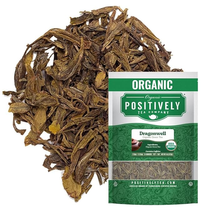 Organic Positively Tea Company, Dragonwell, Green Tea, Loose Leaf, 4 Ounce