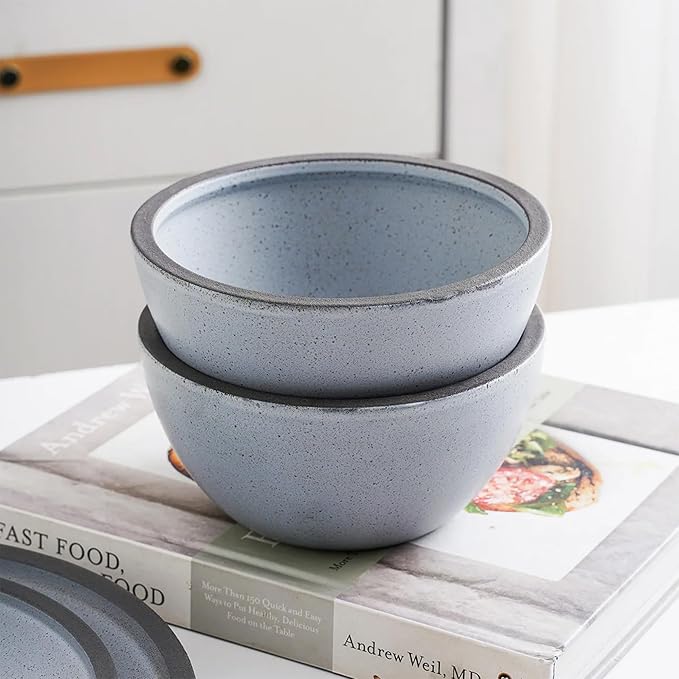 Stone Lain Stoneware Dish Set, 4 Bowls, Tina - Blue and Gray