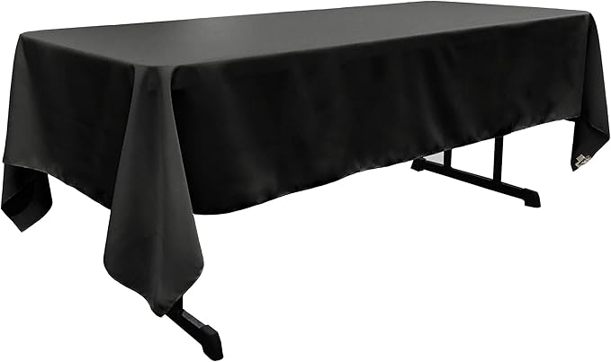 LA Linen Polyester Poplin Washable Rectangular Tablecloth, Stain and Wrinkle Resistant Table Cover 60x102, Fabric Table Cloth for Dinning, Kitchen, Party, Holiday 60 by 102-Inch, Black