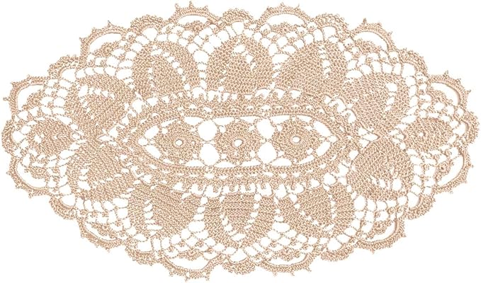 BIBITIME Lace Tablecloth Doily Handmade Crochet Placemat Women Vase Mat Kitchen Table Runner (4PCS- 12 x 22 in, Beige)