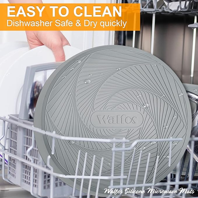 Silicone Microwave Mats, Walfos Heat Resistant Multi-Purpose Microwave Trivet Mat, Non-Slip, BPA Free and Dishwasher Safe, Perfect for Microwave, Oven and Hot Pan, 2 Pieces