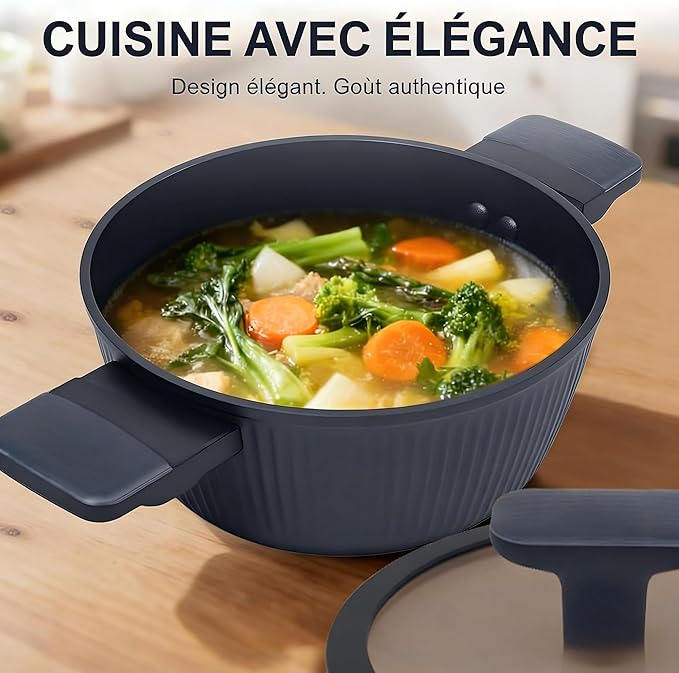 Nonstick Cookware Set Non Toxic, 3-Piece Pots and Pans Set, PFOA/PTFE Free, Induction Ready & Dishwasher Safe, Ceramic Coating for Easy Release