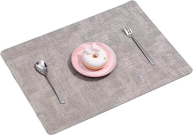 Anti Crease PU Leather Placemat Waterproof Heat- Wipeable Dining Table Mats for Home Kitchen(Rectangle A)