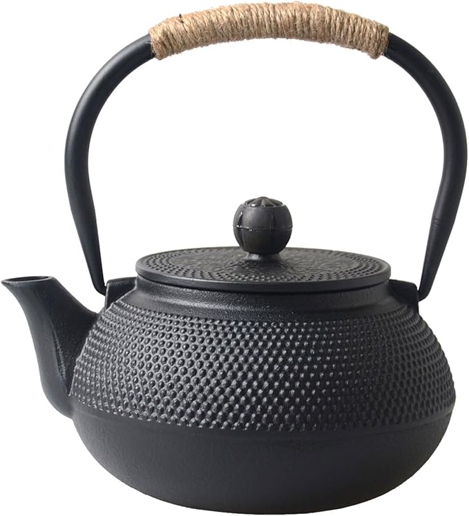 Hwagui - Cast Iron Teapot With Stainless Steel Infuser For Loose Leaf Tea And Teabags, Cast Iron Tea Kettle Stovetop Safe, 800ml/27oz
