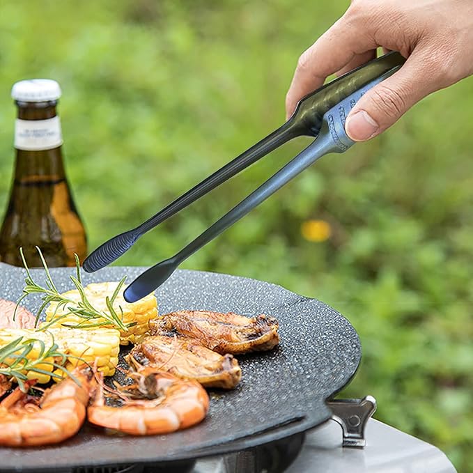 JETKONG Stainless Steel Kitchen Tongs, Serving Tongs for Cooking, 10.6" Metal Food Tongs with Non-Slip Comfort Grip, Non-Stick Cooking Tongs Heat Resistant BBQ Tong Grill Tong (Blue)