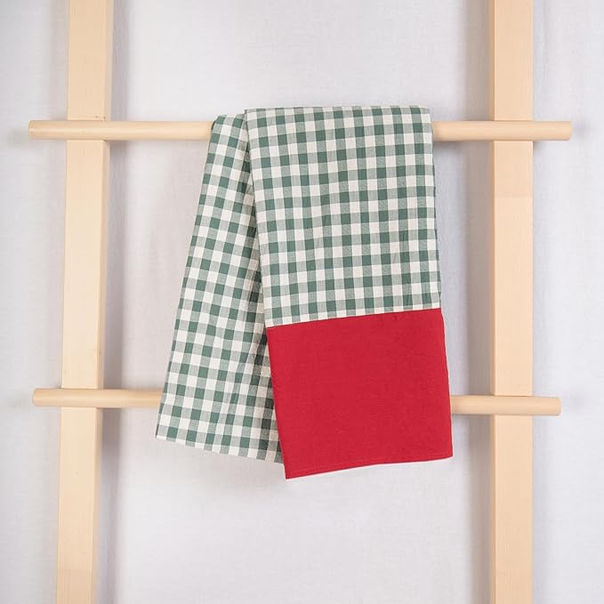 MONDAY MOOSE Christmas Gingham Checkered Farmhouse Rustic Decoration Rectangle Natural Stonewashed Cotton Tablecloth for Kitchen, Dining Room, Restaurant (60x86 inch, Red/Green)