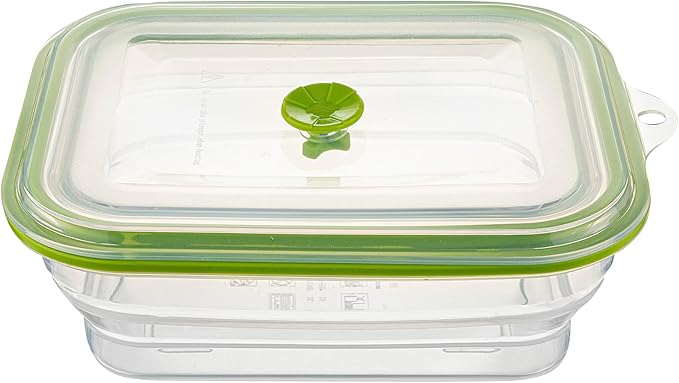 Restaurantware-Fresh Hero 51 Ounce Storage Containers, 1 Durable Airtight Food Containers - Microwavable, Freezable, Green Silicone, Collapsible, Dishwashable, With Vented Lids