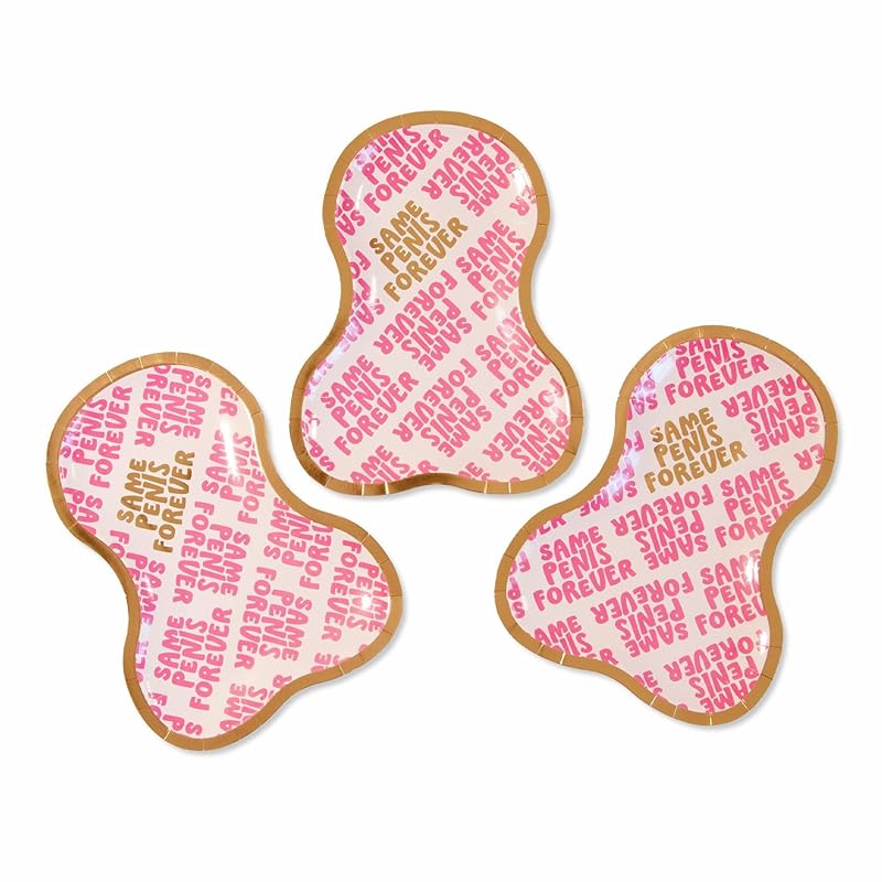 Stag & Hen Bachelorette Party Paper Plates | 12 Pack, Disposable Penis-Shaped Plates | Same Penis Forever Funny, Naughty Tableware | Last Pickle, Same Weiner Bridesmaids Gifts, Favors, Decor