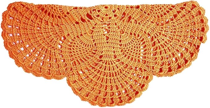 Handmade Crochet Lace Doily 15.5 inches to 17.5 inches Round 6 Petals Flower Placemats Coasters Vintage Doilies Vase Cup Mats (1, Orange)